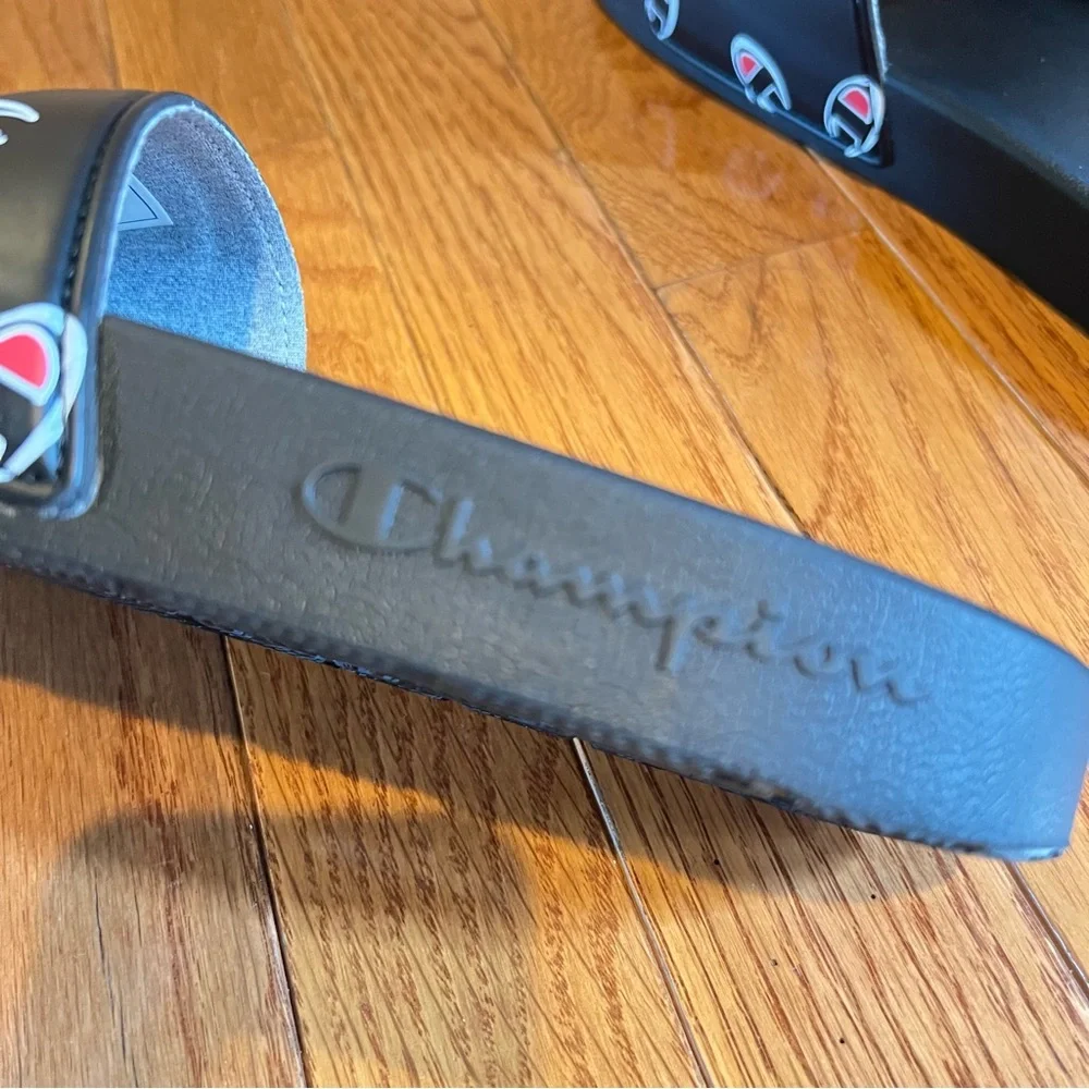 Champion Mens IPO-R Black White Red Slides Repeat C Logo All Over Slides:8,10, - Picture 12 of 13